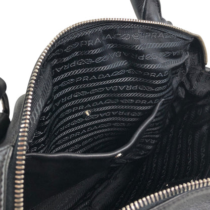 PRADA Logo Two-way Handbag Shoulder bag Black Vintage te623t