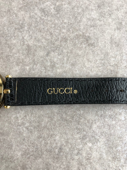 GUCCI Logo Watch Gold×Black Vintage 5nk33w