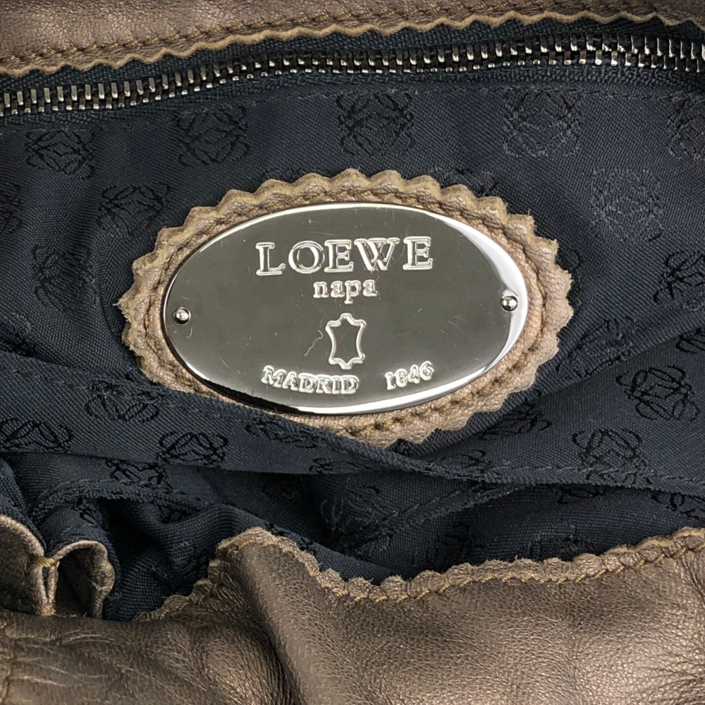 LOEWE Anagram Flamenco Tassel Drawstring Shoulder bag Bronze Vintage 757im3