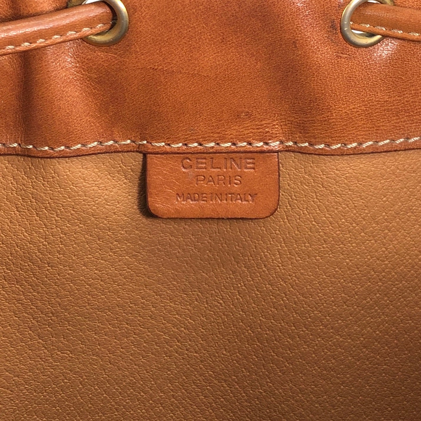 CELINE Macadam Blason Drawstring Shoulder bag Brown Vintage wc85jm