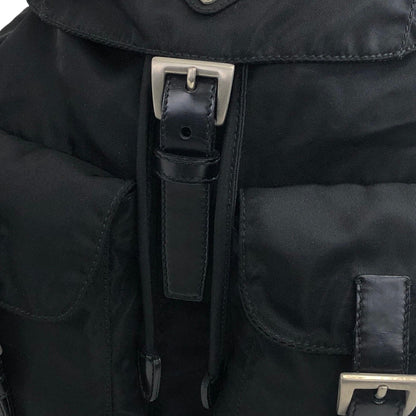 PRADA Triangle Logo Double Pocket  Backpack Black Vintage svzxry