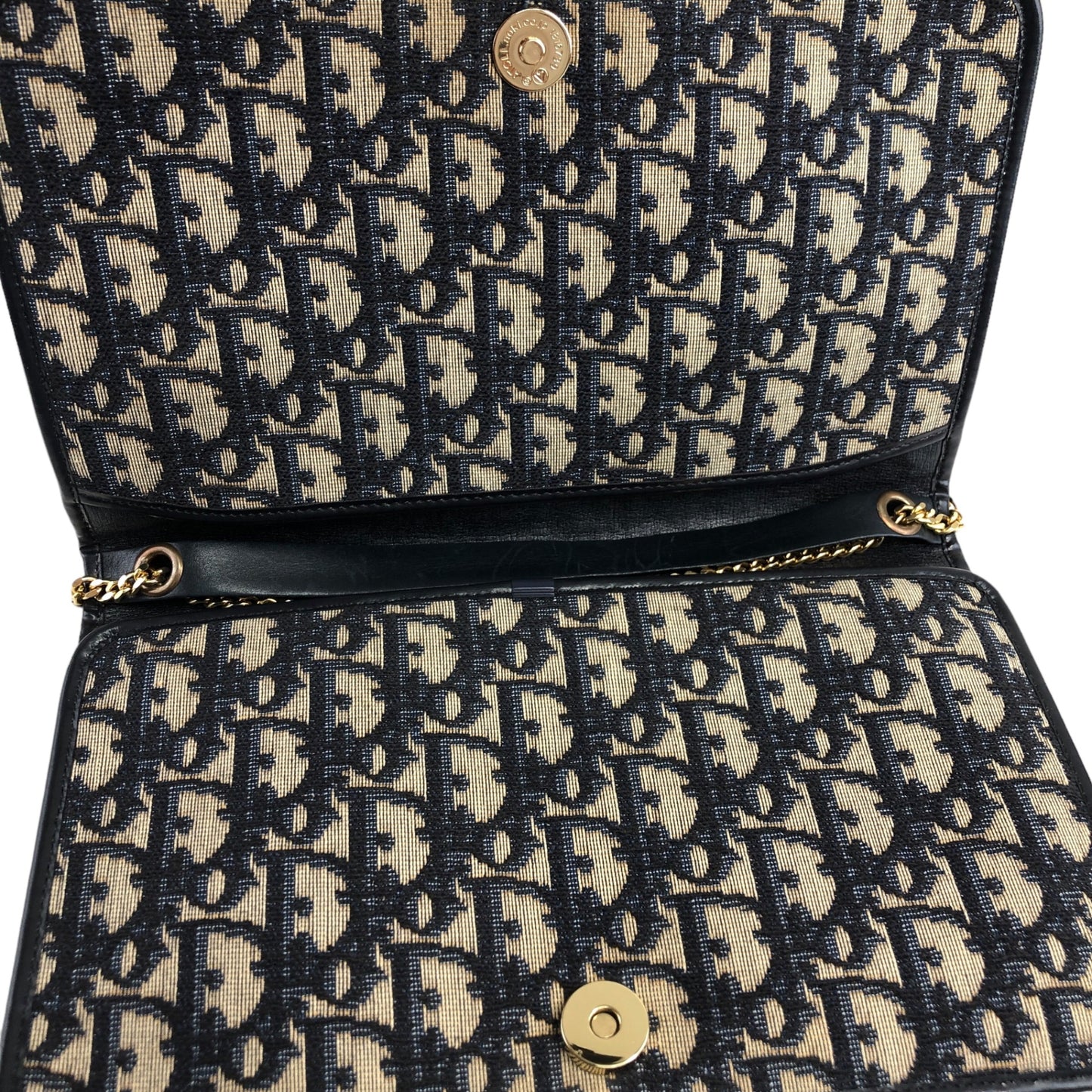 Christian Dior Trotter Chain Shoulder bag Navy Vintage asxpe4