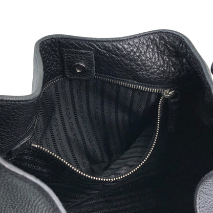 PRADA Logo Embossed Shoulder bag Hobobag Black Vintage ffhn2u