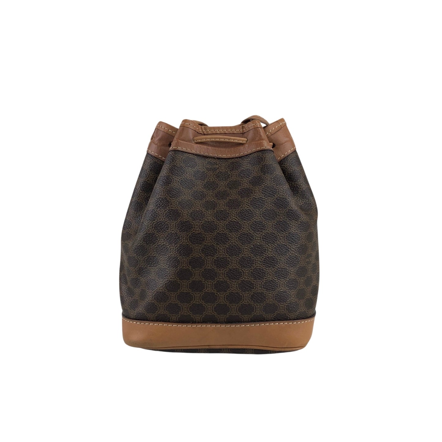 CELINE Macadam Blason Drawstring Shoulder bag Brown Vintage wt5bvk