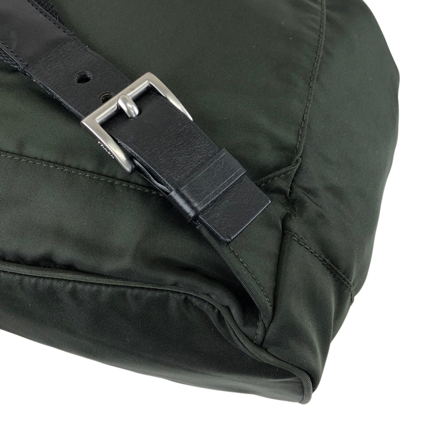 PRADA Tessuto Triangle Logo Double Pocket Backpack Black Vintage kuuttd