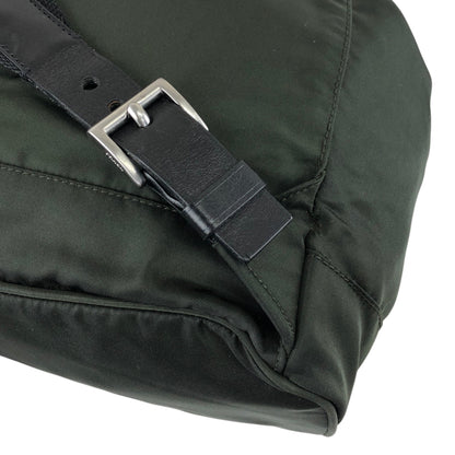 PRADA Tessuto Triangle Logo Double Pocket Backpack Black Vintage kuuttd