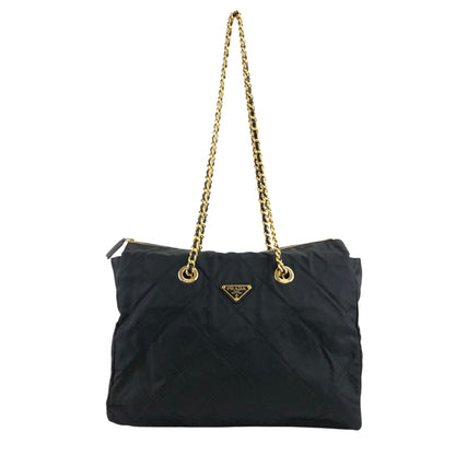 PRADA Triangle Logo Chain Shoulder bag Black Vintage dp2pec