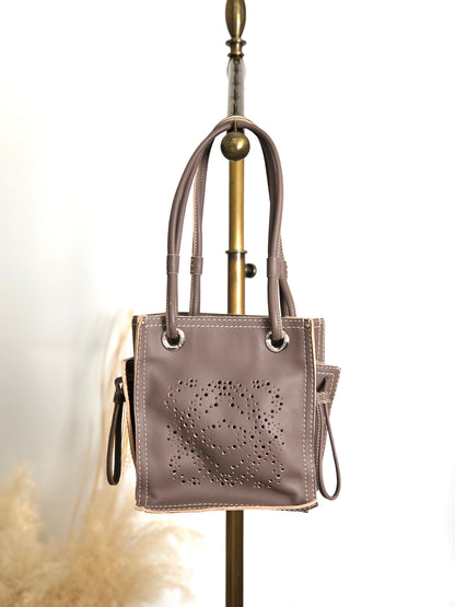 LOEWE Anagram Handbag Totebag Brown Vintage cgduag