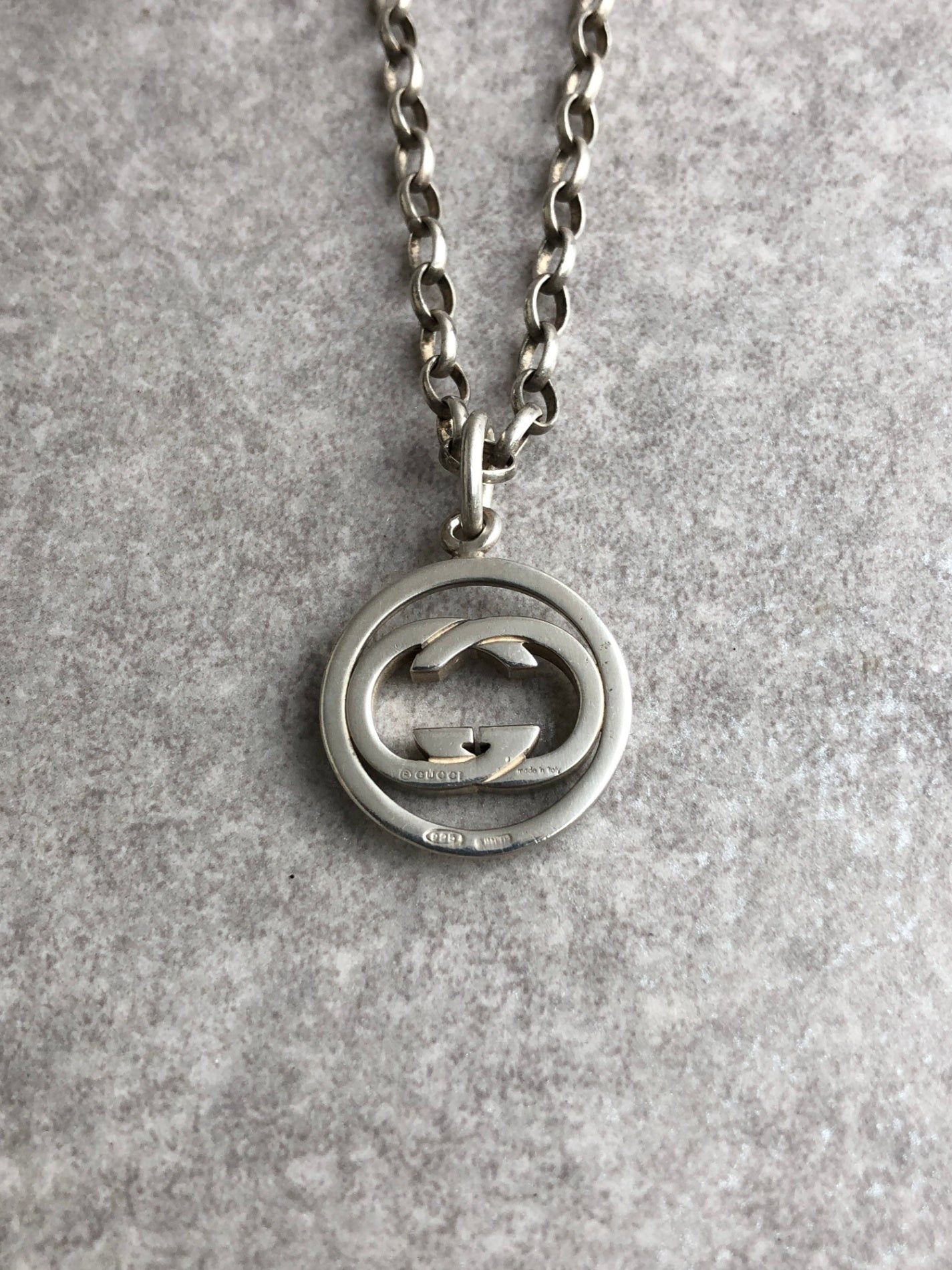 GUCCI Interlocking Necklace Silver Vintage ic36jp