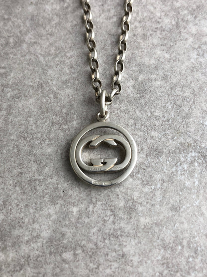 GUCCI Interlocking Necklace Silver Vintage ic36jp