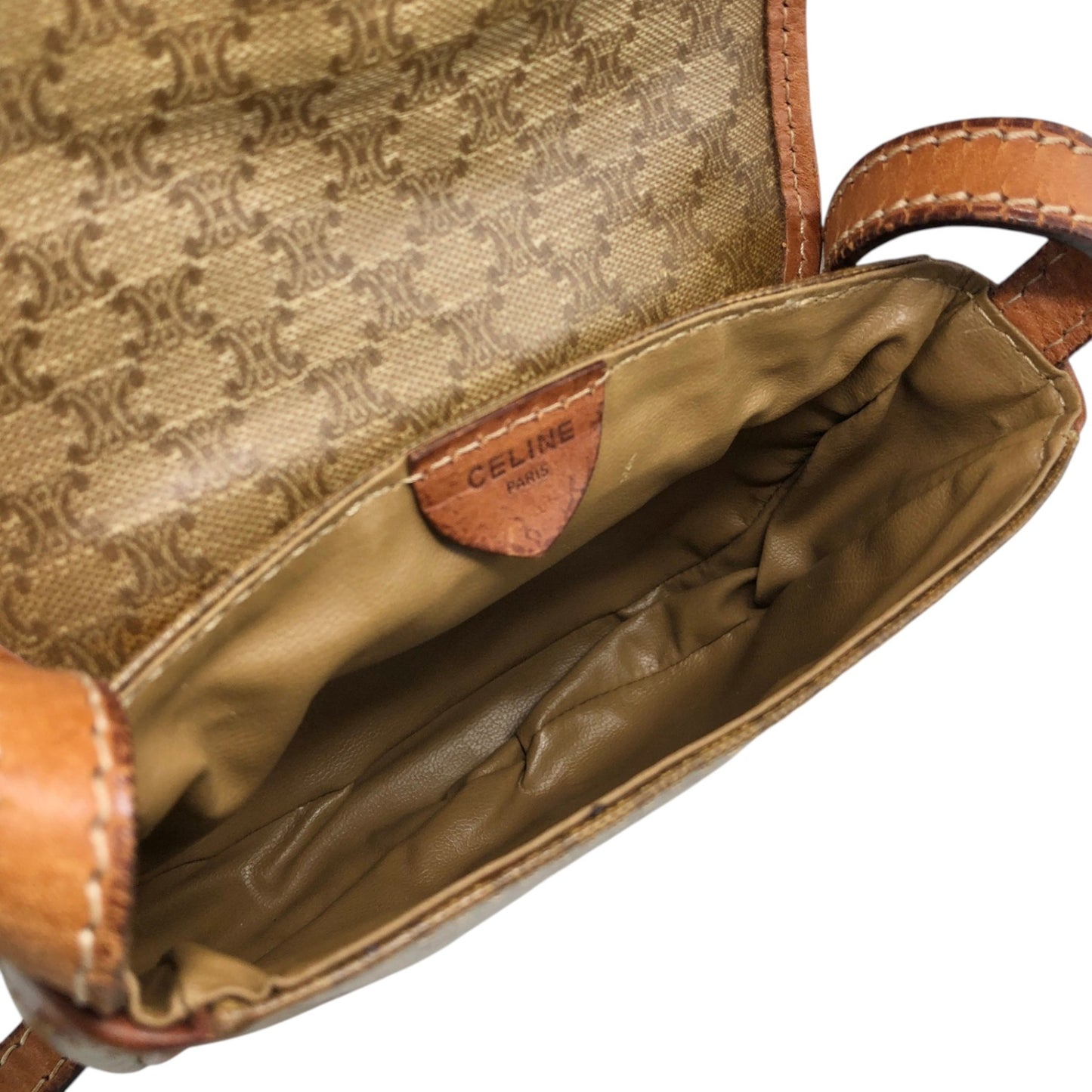 CELINE Macadam Blason Shoulder bag Beige Vintage edxz2b