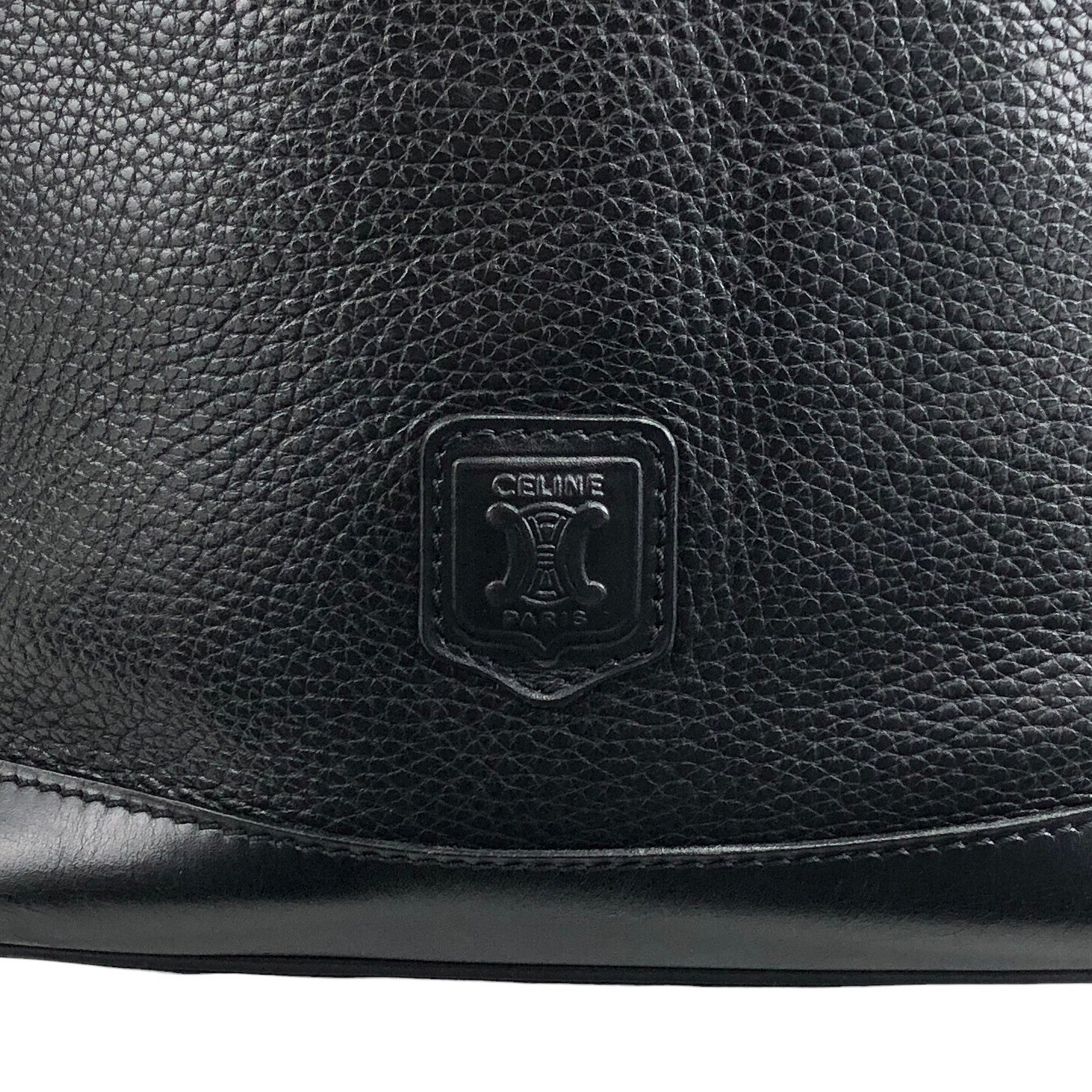 CELINE Blason Drawstring Shoulder bag Black Vintage 2mfbtc