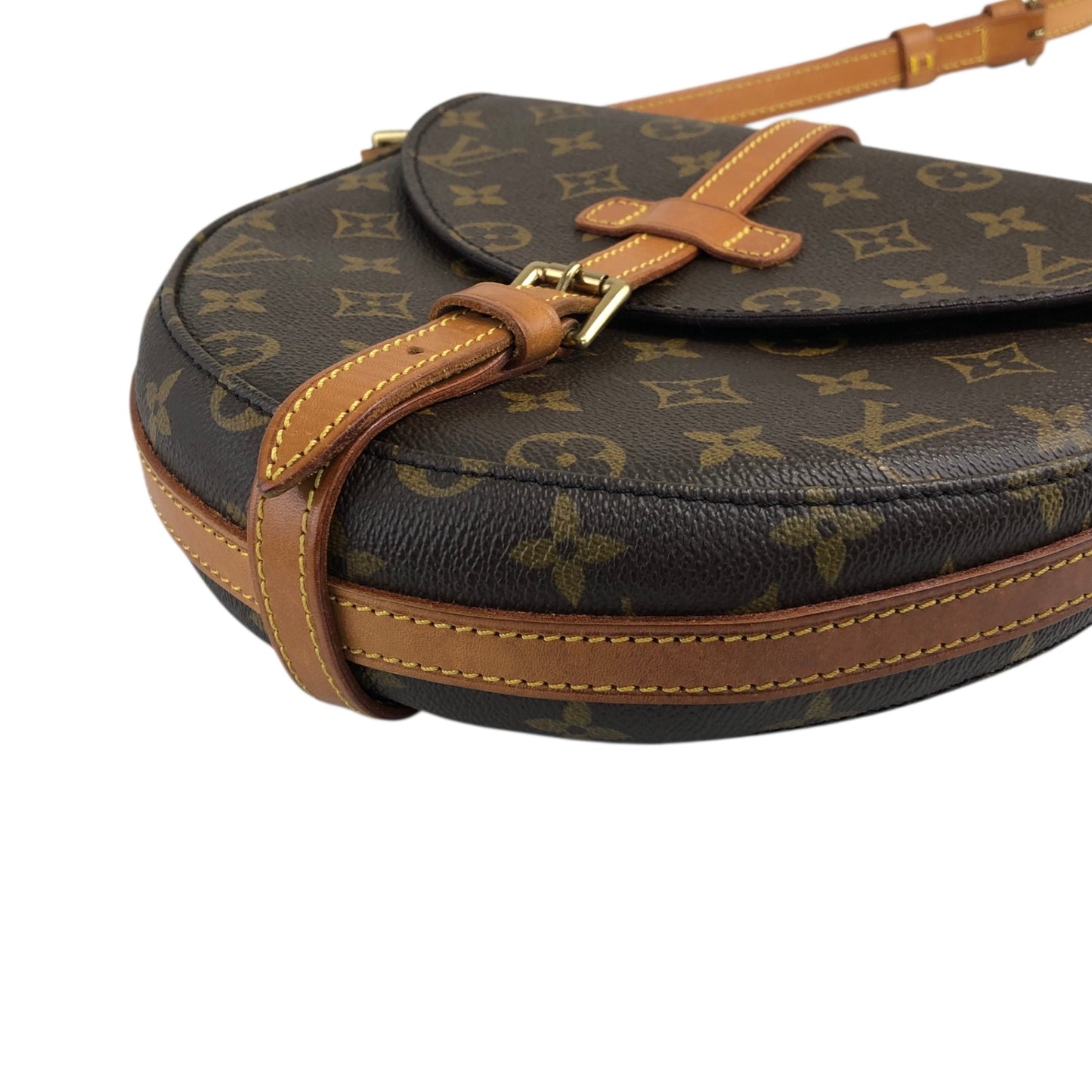 LOUIS VUITTON Monogram Front Buckle  Shoulder bag Brown Vintage u4si84