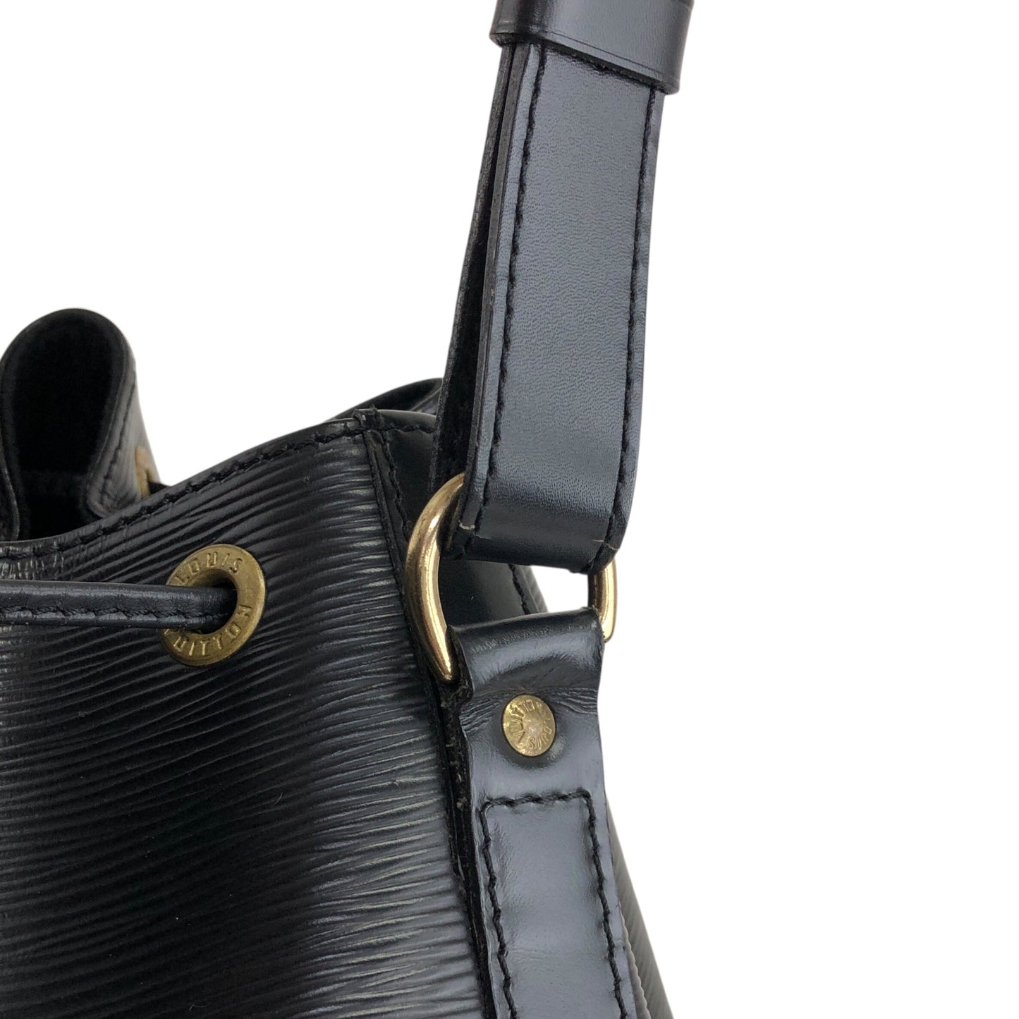 LOUIS VUITTON Epi Drawstring Shoulder bag Black Vintage gh8xjw