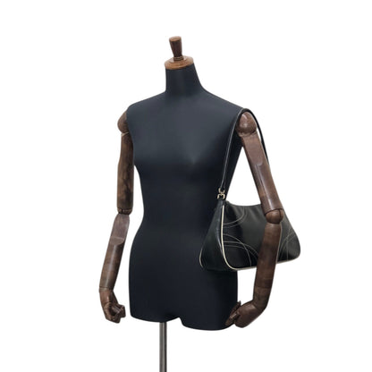 PRADA Stitch Shoulder bag Hobobag Black Vintage tfesrt