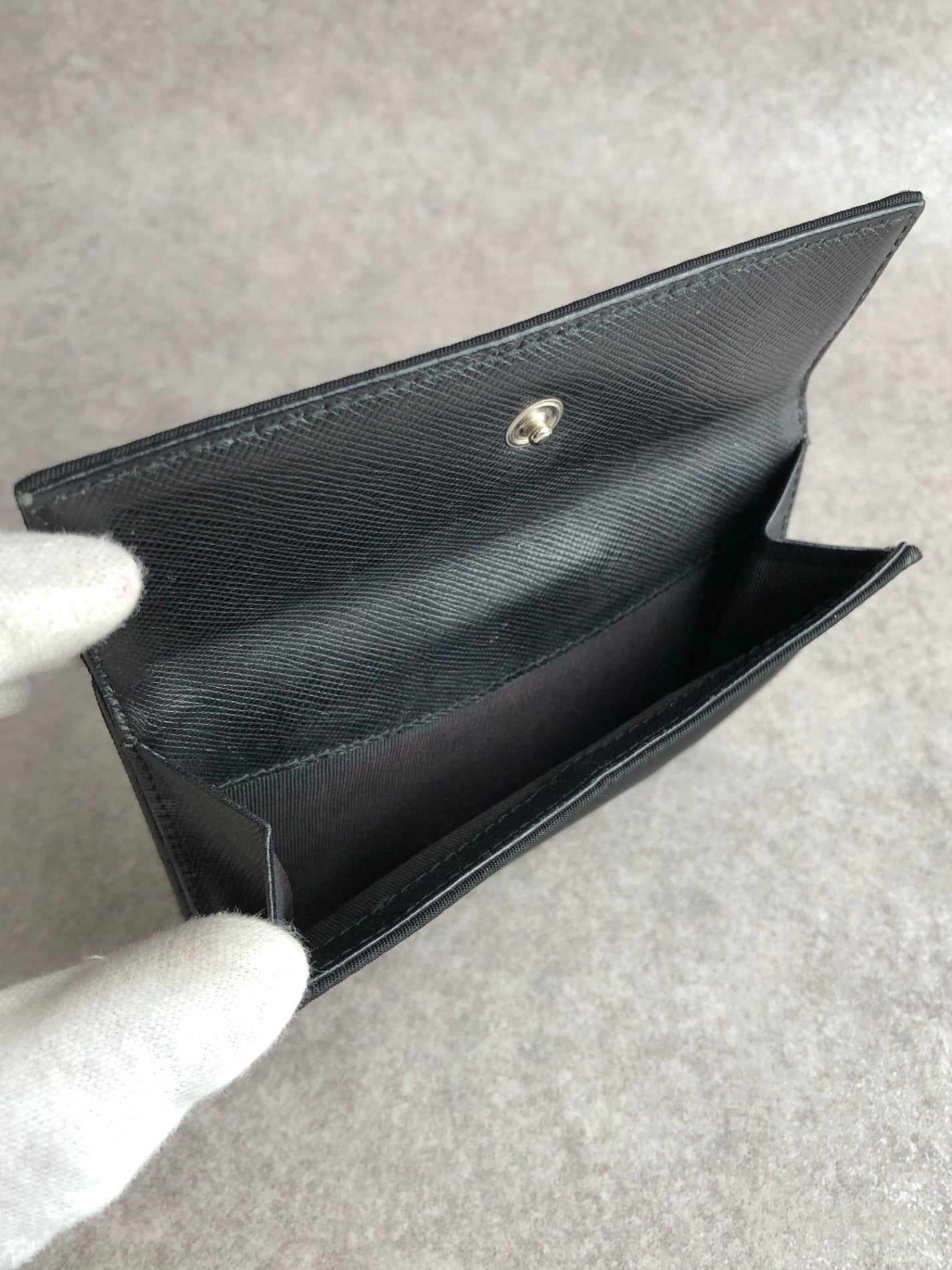 PRADA Tessuto Triangle Logo Folded Wallet Black Vintage 5se6i2