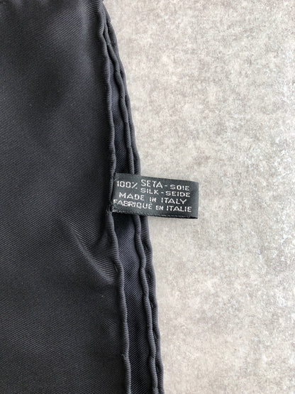 CELINE Triomphe Silk Scarf Black×Gold Vintage nbkia8