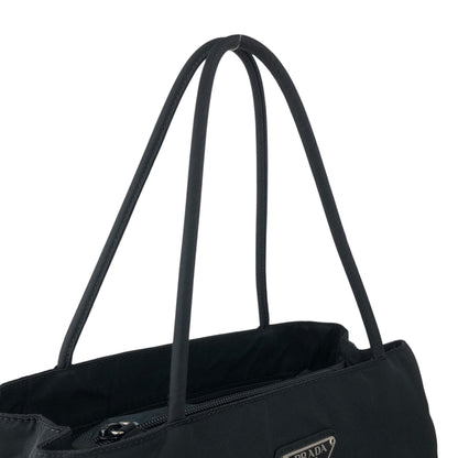 PRADA Tessuto Triangle Logo Side Pocket Totebag Black Vintage iwt8yv