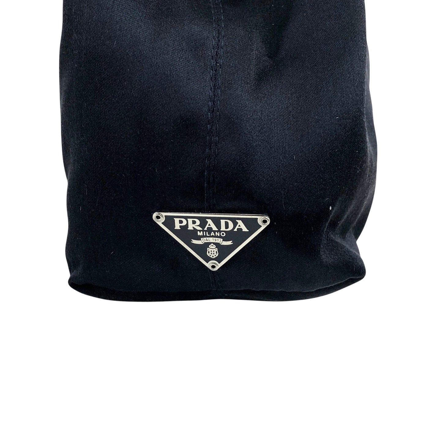 PRADA Triangle Logo Metal Handle Small Handbag Black Vintage dgw5pt