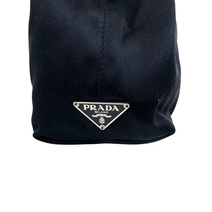 PRADA Triangle Logo Metal Handle Small Handbag Black Vintage dgw5pt