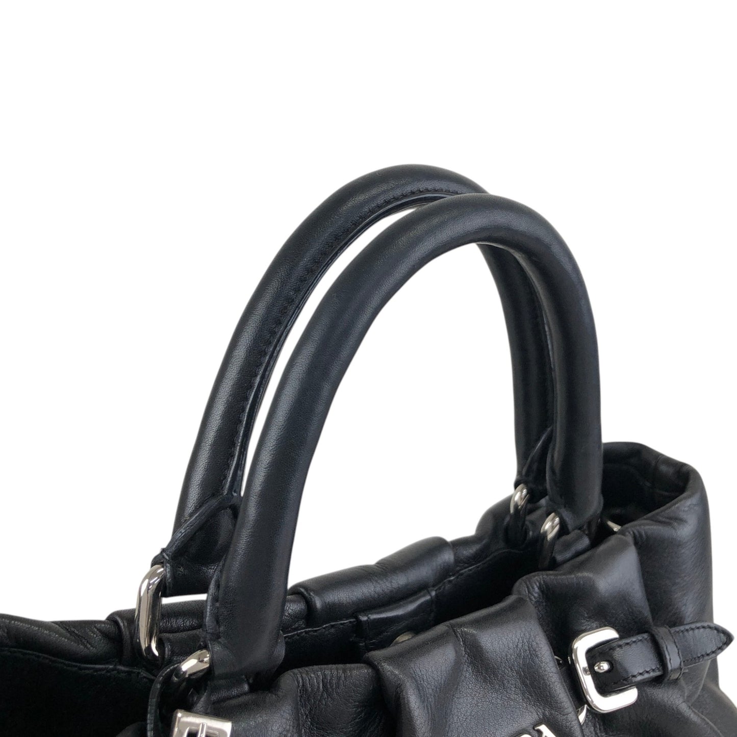 PRADA Logo Two-way Handbag Shoulder bag Black Vintage guwiir