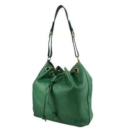 LOEWE Anagram Drawstring Shoulder bag Green Vintage 4p76em