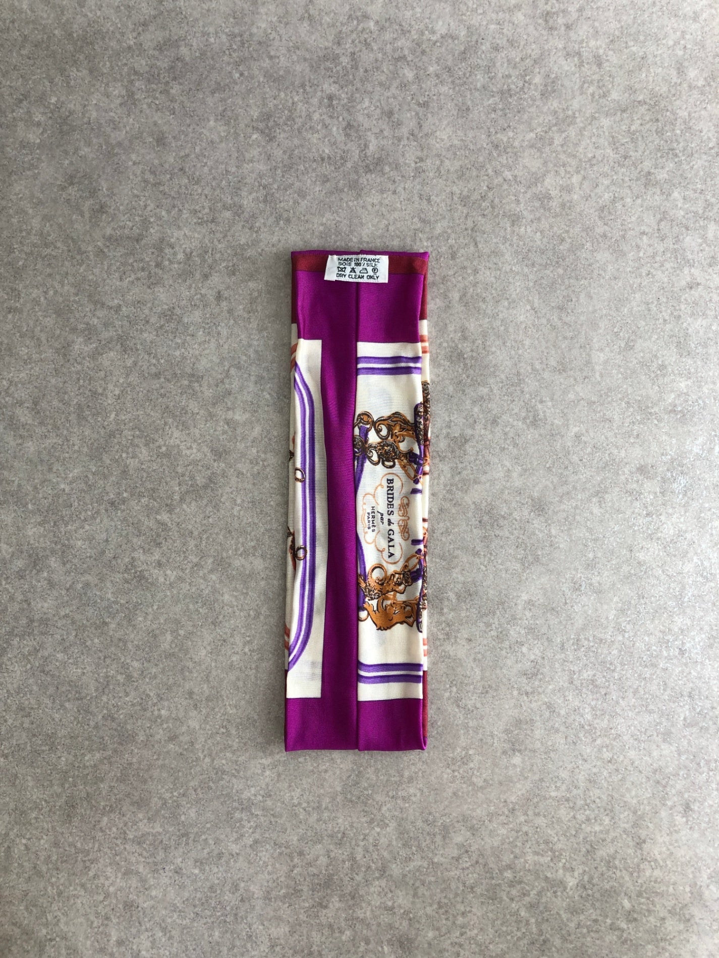 HERMES Silk Headband Purple BRIDES DE GALA Vintage dnswe2