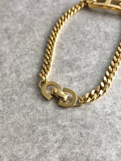 Christian Dior CD Logo Motif Bracelet Gold Vintage 67is3y