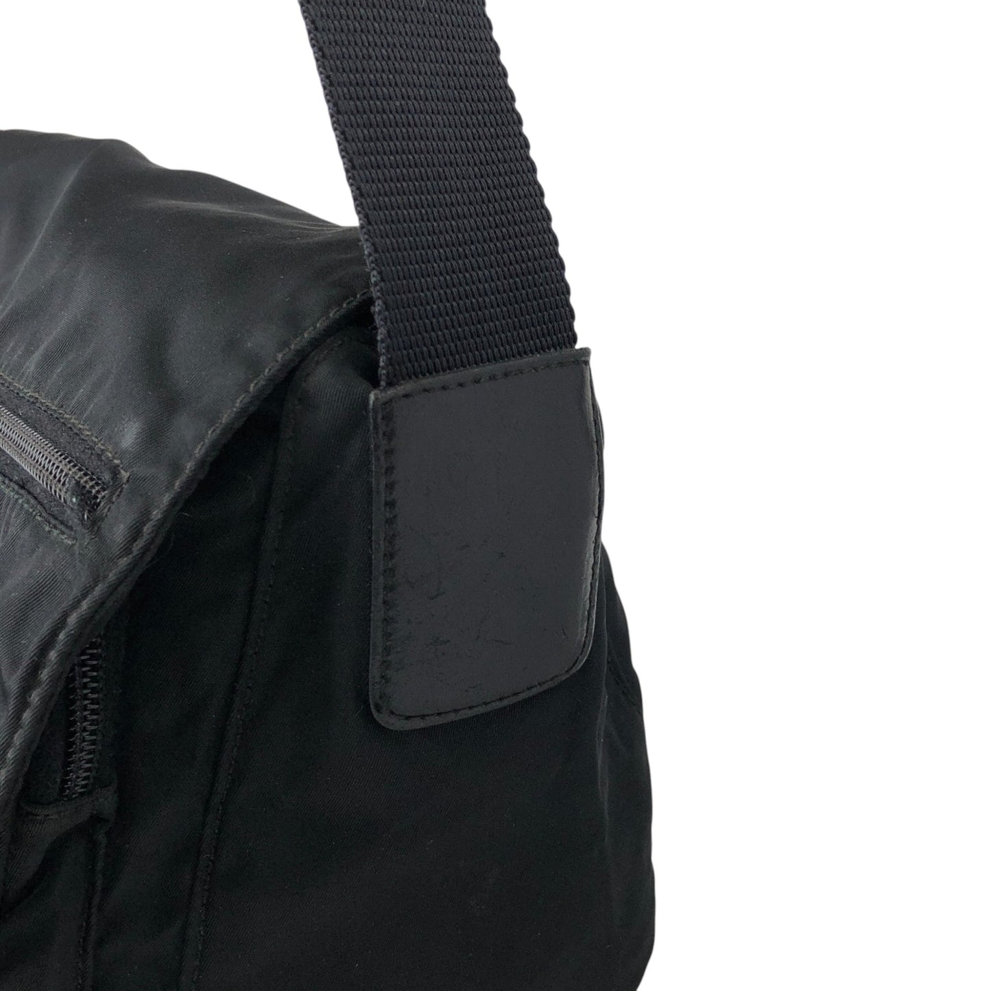 PRADA Tessuto Triangle Logo Shoulder bag Black Vintage xkated