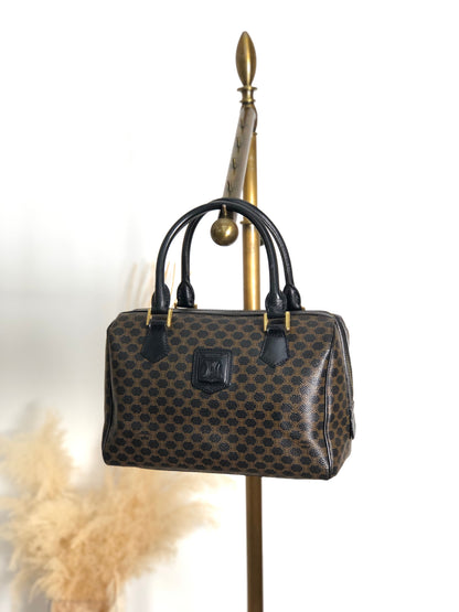CELINE Macadam Blason Two-way Small Boston bag Shoulder bag Black Vintage d4zwjm