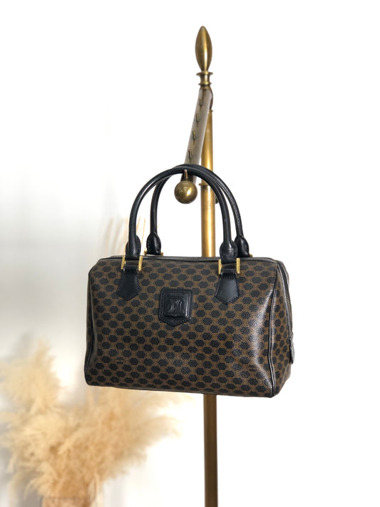 CELINE Macadam Blason Two-way Small Boston bag Shoulder bag Black Vintage d4zwjm