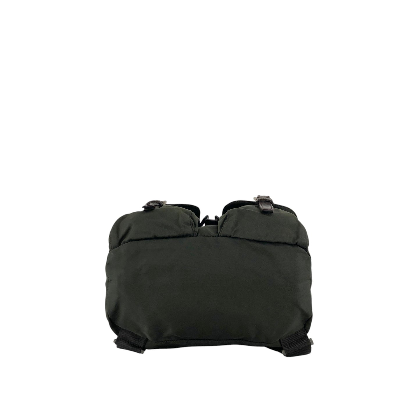 PRADA Tessuto Triangle Logo Double Pocket  Backpack Khaki B2811F Vintage zyewrg