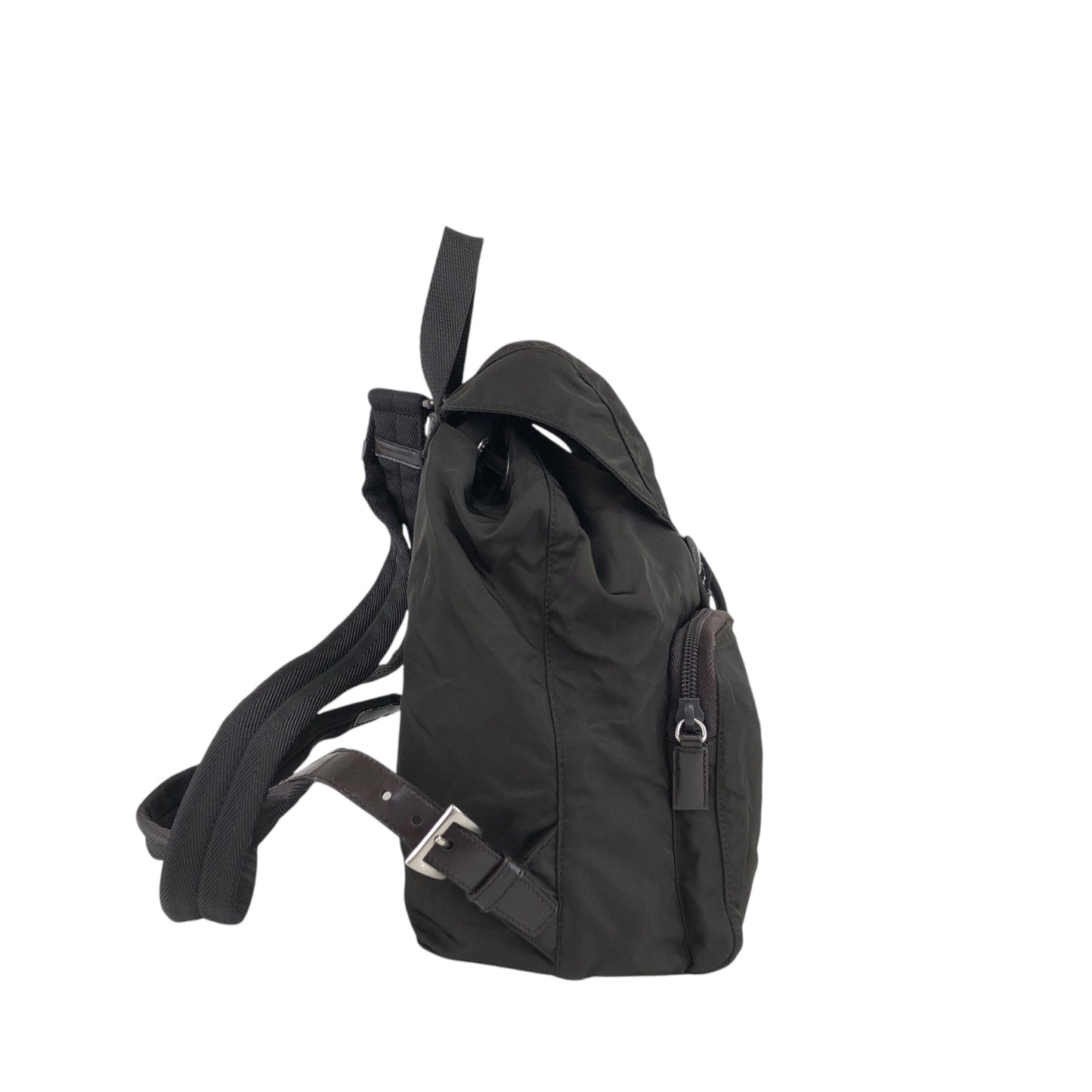 PRADA Triangle Logo Double Pocket Backpack Brown Vintage 65znig