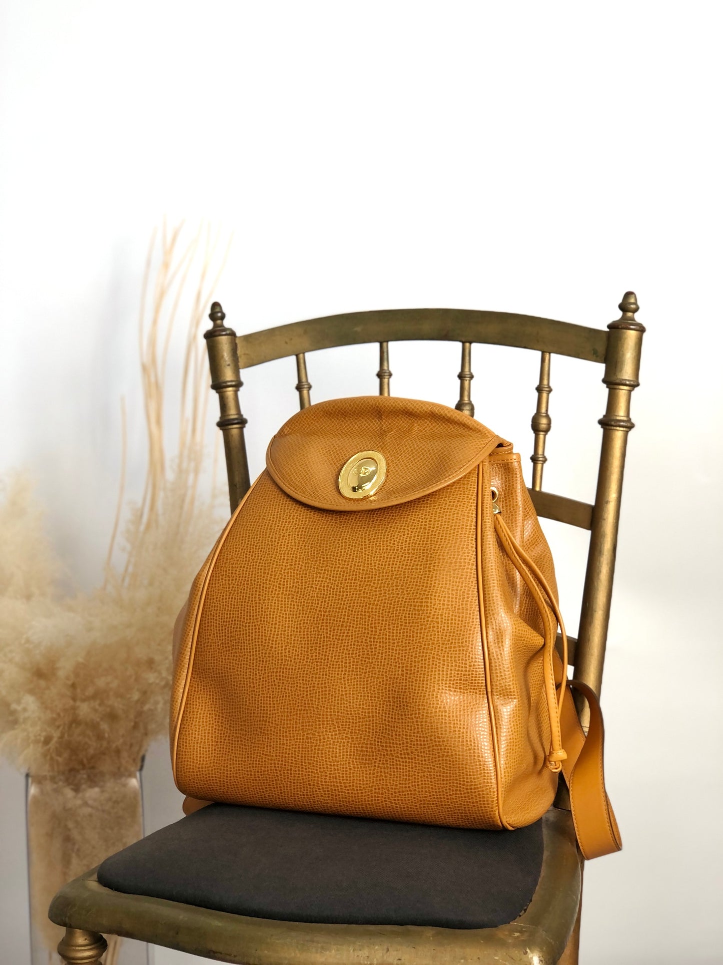 Christian Dior CD Logo Backpack Brown Vintage 43i8tp