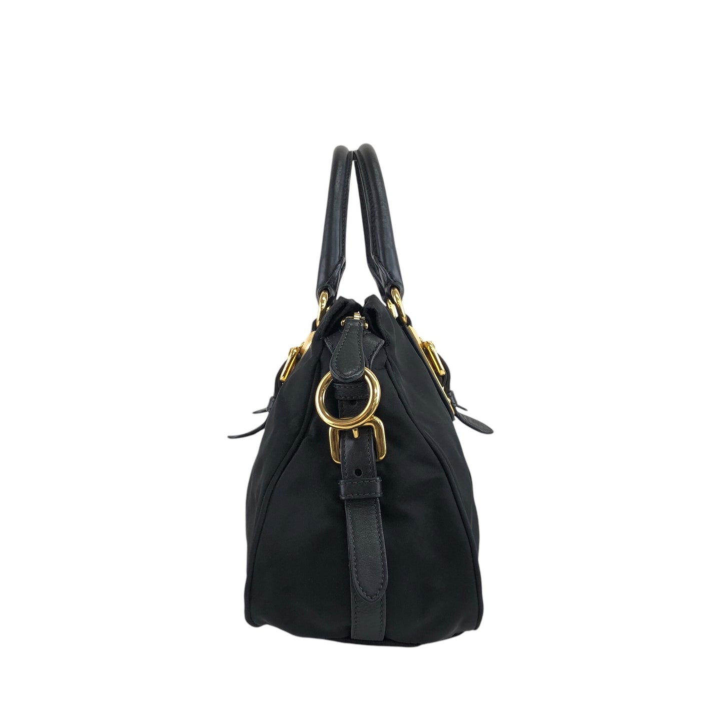PRADA Logo Two-way Handbag Shoulder bag Black Vintage 7axa82