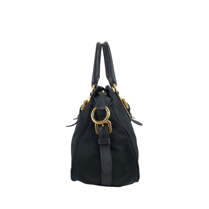 PRADA Logo Two-way Handbag Shoulder bag Black Vintage 7axa82