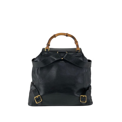 GUCCI Bamboo Double Pocket Backpack Black Vintage 3ug5ej