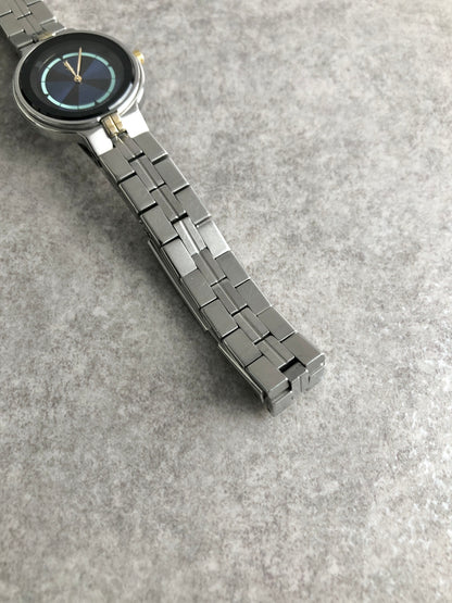 Yves Saint Laurent YSL Logo Quartz Watch Silver×Blue Vintage g2xkhm