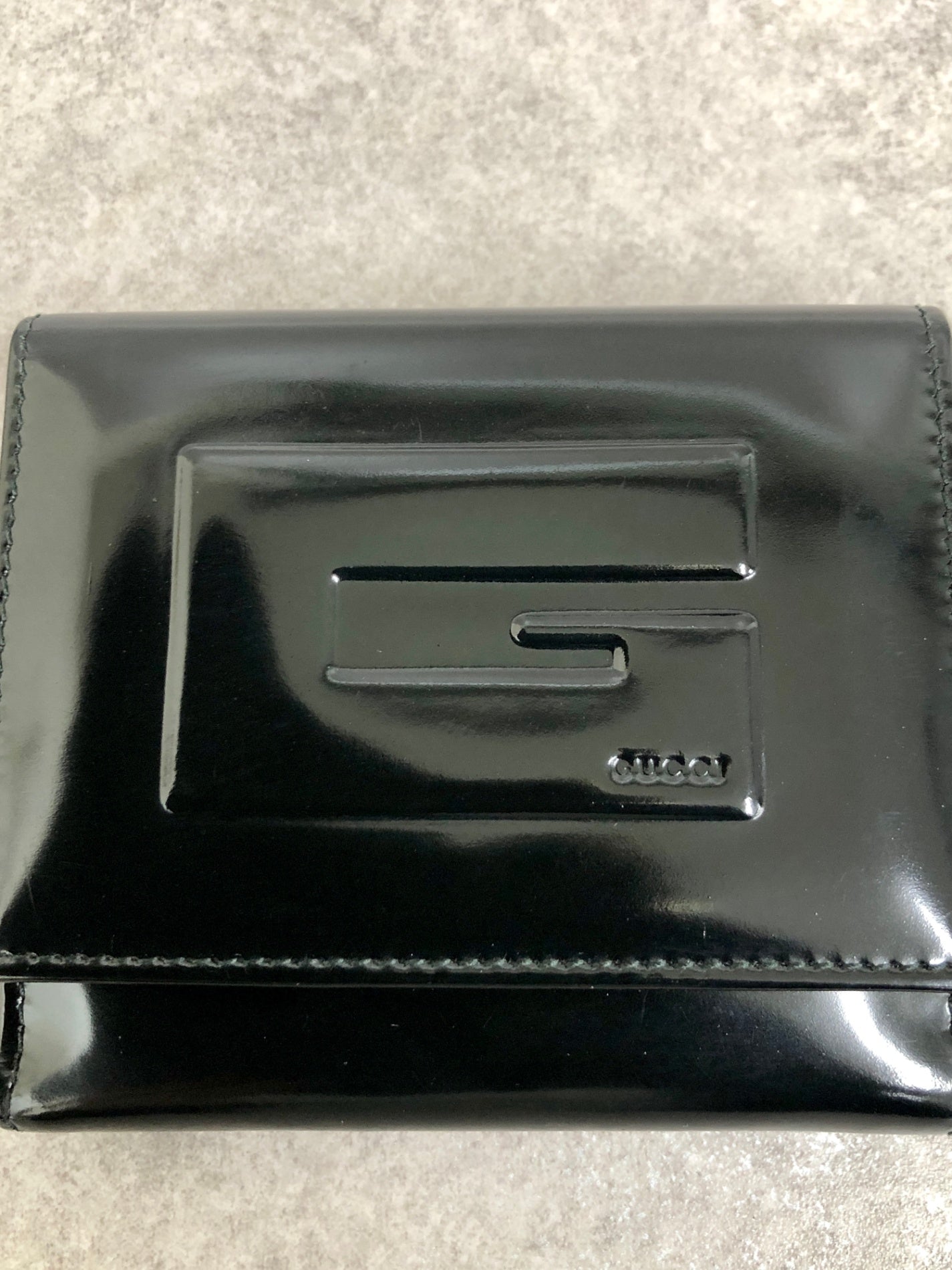 GUCCI G Logo Motif  Folded Wallet Black Vintage e8nhgp