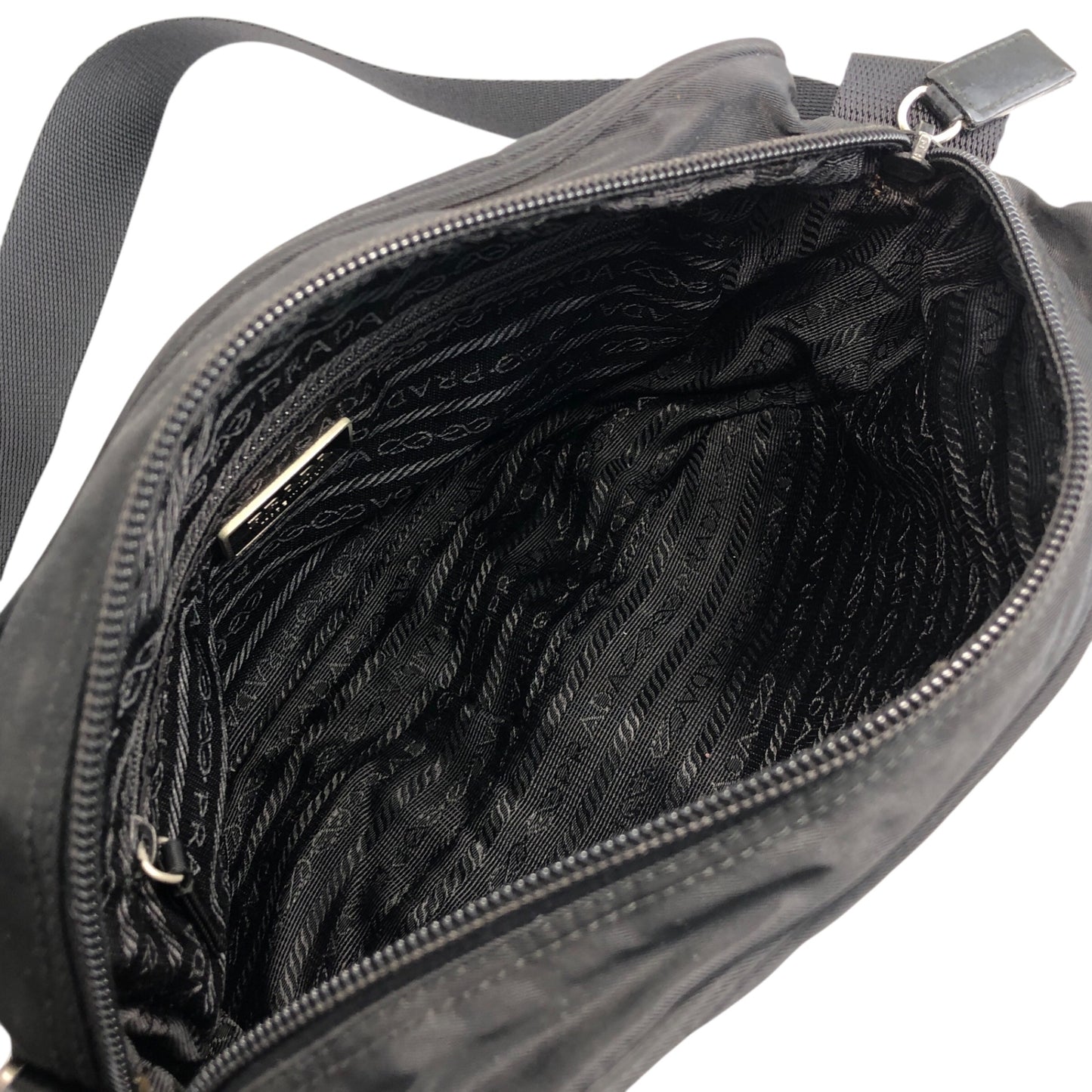 PRADA Tessuto Triangle Logo Shoulder bag Black Vintage rjf7np