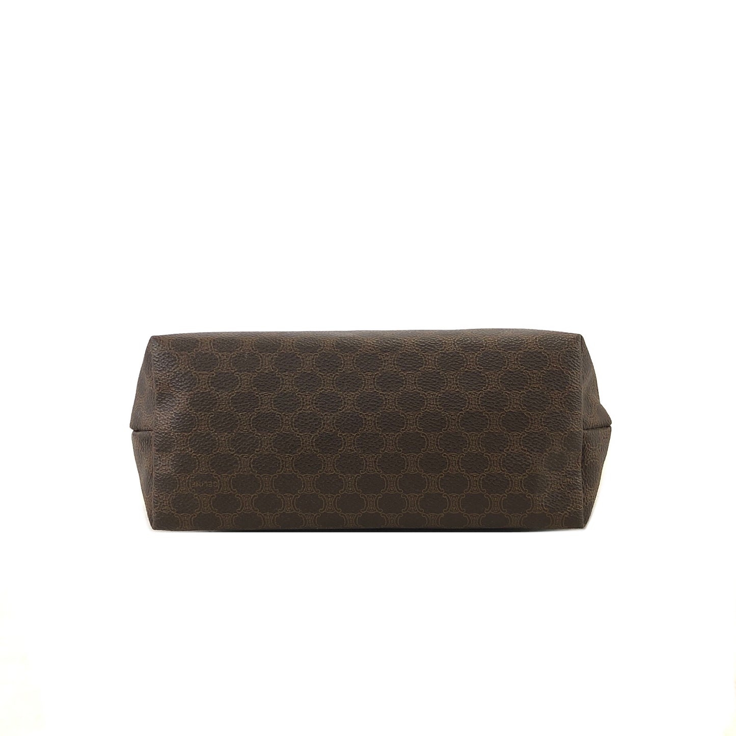 CELINE Macadam Blason  PVC Leather Pouch Brown Vintage vnsihf