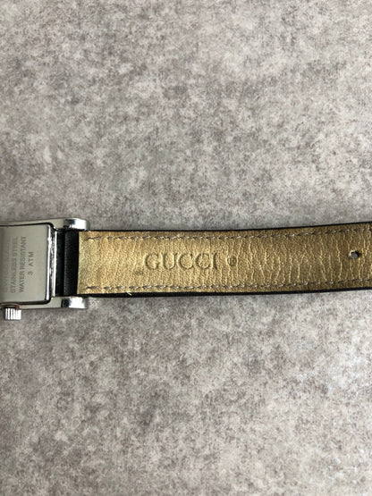 GUCCI Logo Quartz Watch Silver×Black 2300L Vintage j62ygb