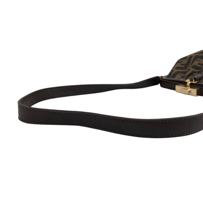 FENDI Zucca Metal Clasp Shoulder bag Brown Vintage kkfpvd