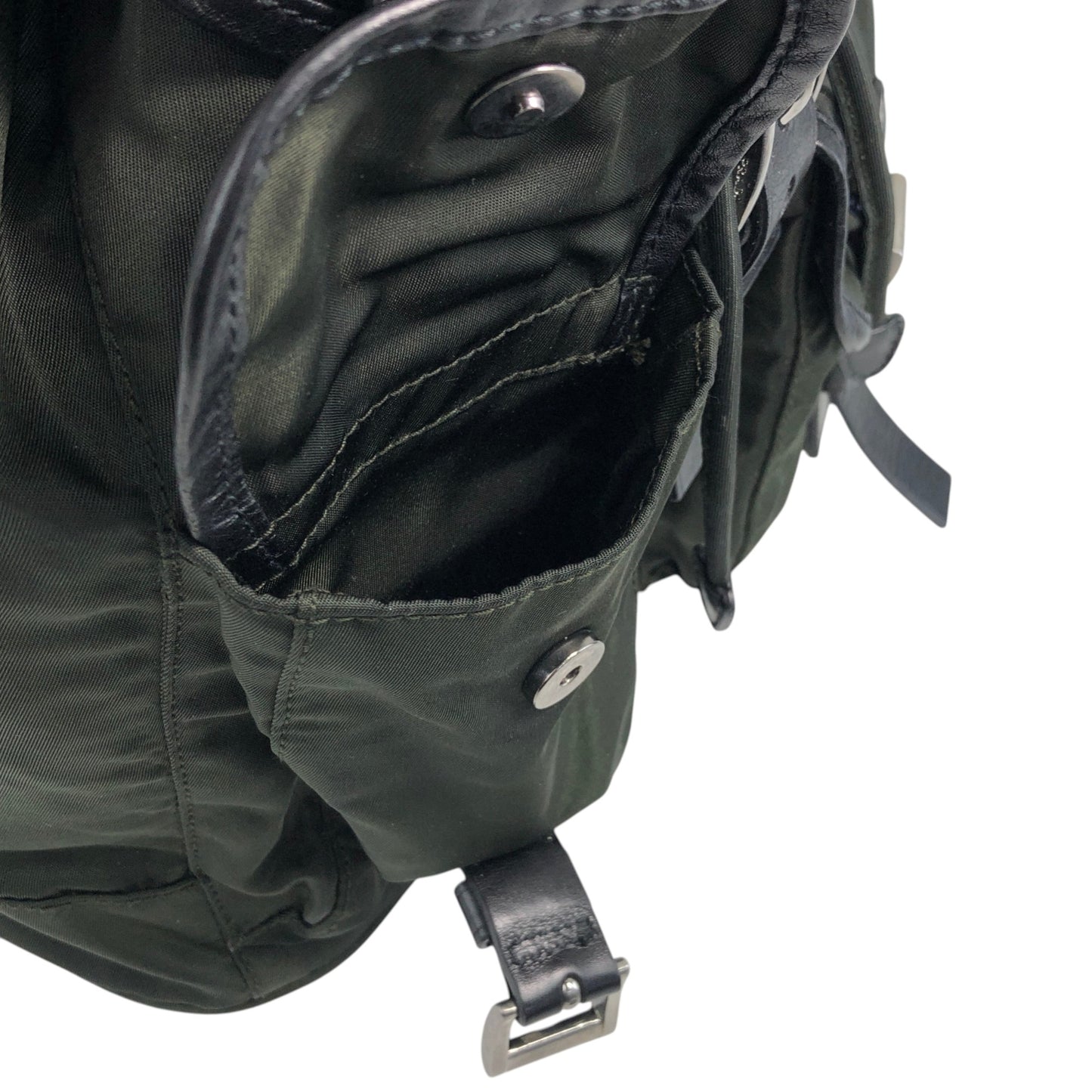 PRADA Tessuto Triangle Logo Double Pocket Backpack Black Vintage kuuttd