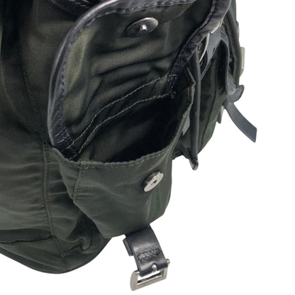 PRADA Tessuto Triangle Logo Double Pocket Backpack Black Vintage kuuttd