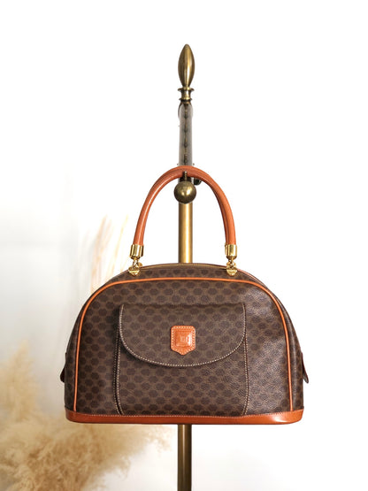 CELINE Macadam Blason Handbag Brown Vintage h544n5