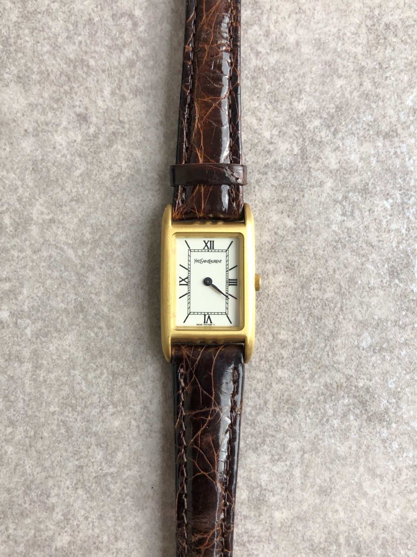 Yves Saint Laurent Watch Gold×Brown Vintage w83mtz