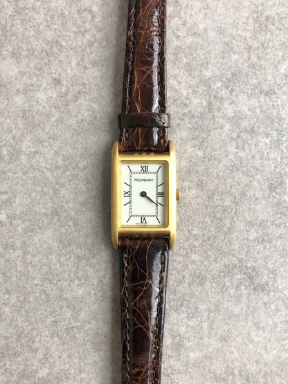 Yves Saint Laurent Watch Gold×Brown Vintage w83mtz