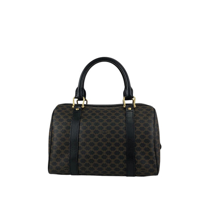 CELINE Macadam Blason Small Boston bag Handbag Black Vintage 5whgfy
