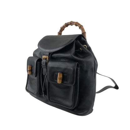 GUCCI Bamboo Backpack Black Vintage 38shhu